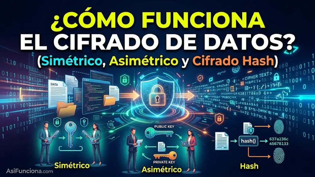 Cómo funciona la encriptación de datos (cifrado simétrico, asimétrico y hash)