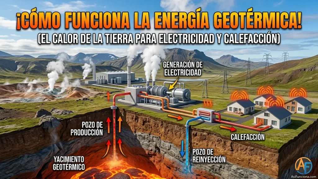 Cómo funciona la geotermia (calor de la Tierra para electricidad y climatización)