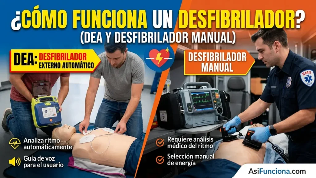 Cómo funciona un desfibrilador (DEA y desfibrilador manual)