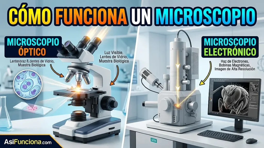 Cómo funciona un microscopio (óptico y electrónico)