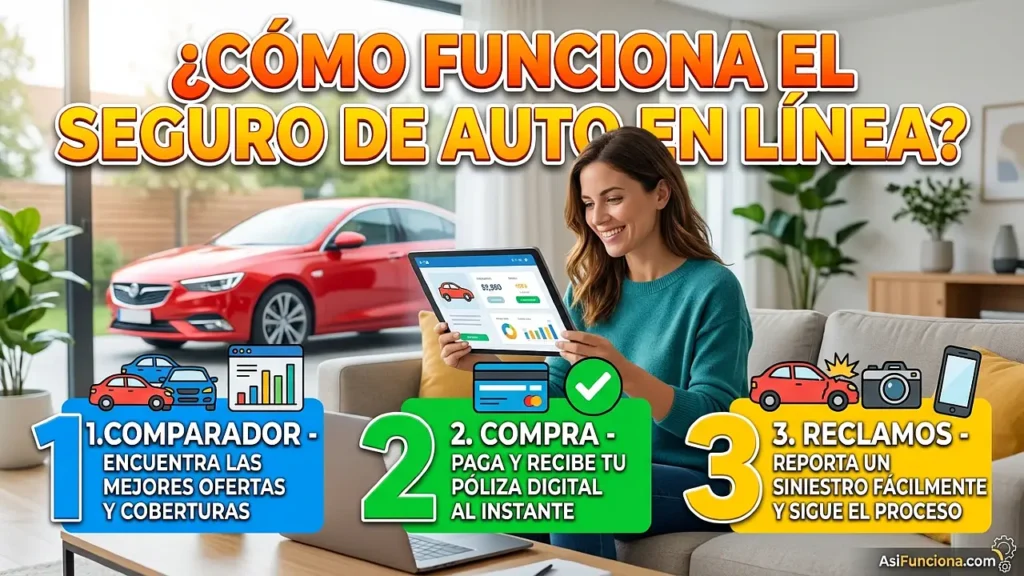 Cómo funciona un seguro de coche online (comparador, contratación y siniestros)