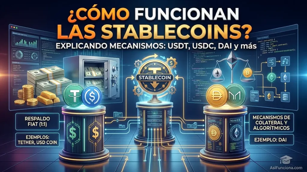 Cómo funcionan las criptomonedas estables (stablecoins) – USDT, USDC, DAI y otros mecanismos